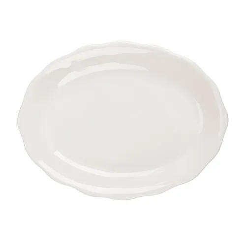 CAC China SC-12 Scallop Edge China Platter, 9-5/8" x 7-1/8" x 1-1/2", Stoneware White – 1 Dozen