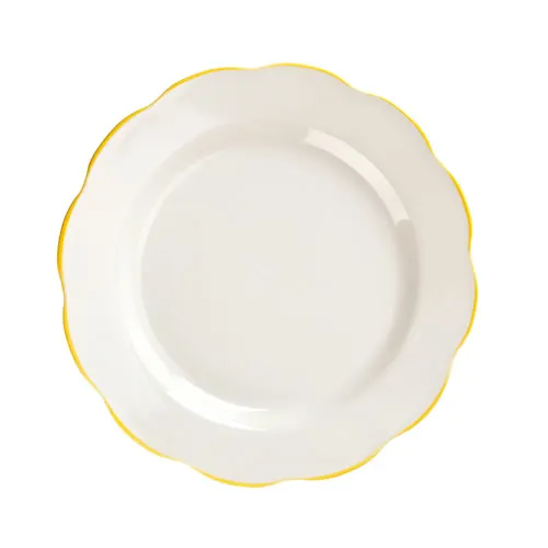 CAC China SC-16G Seville Plate, 10-3/4" Dia. x 1-1/4" H, Round Scallop Edge, Stoneware - Dozen