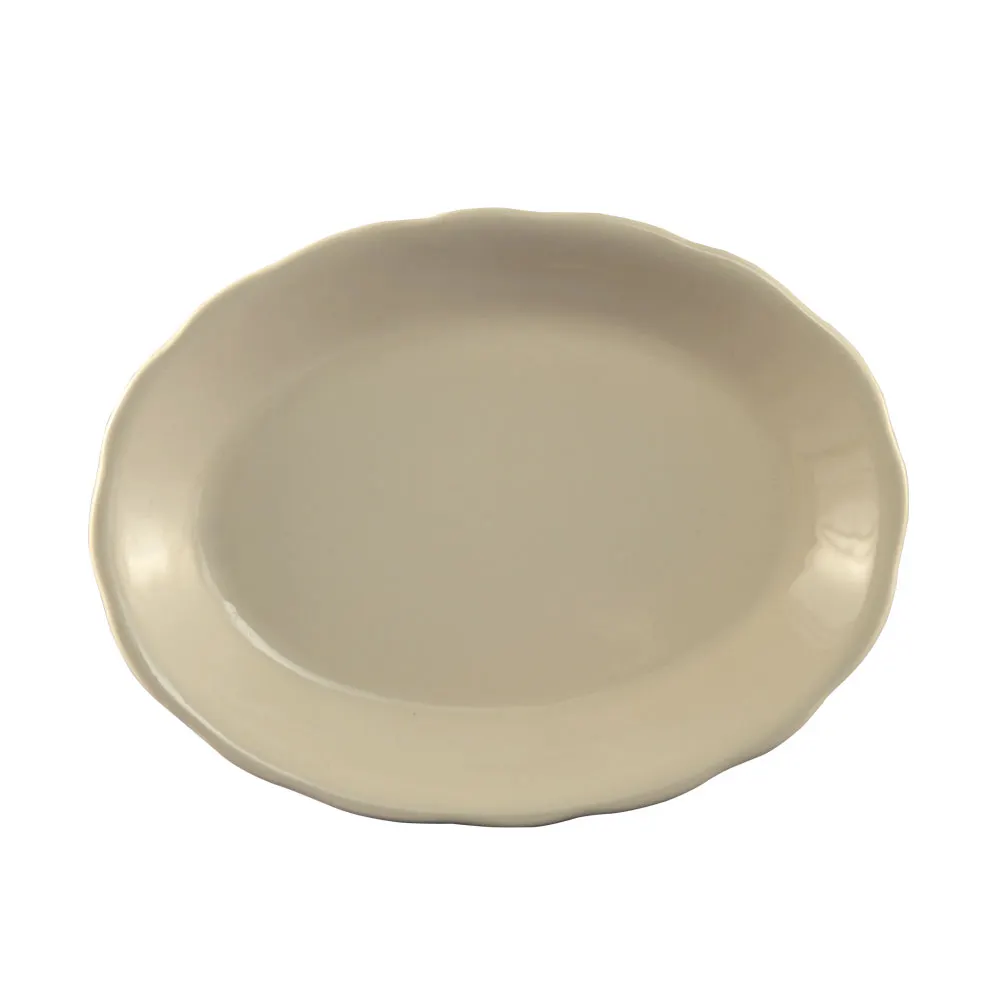 CAC China SC-40 Oval Platter, 7-1/2"L x 5-3/4"W x 7/8"H, White Stoneware, Dishwasher Safe - Dozen