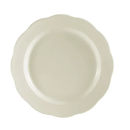 CACChina SC-6 - Seville Round Plate, 6-3/8" Dia., 7/8" H, Scallop Edge, Stoneware, White, 1 Dozen