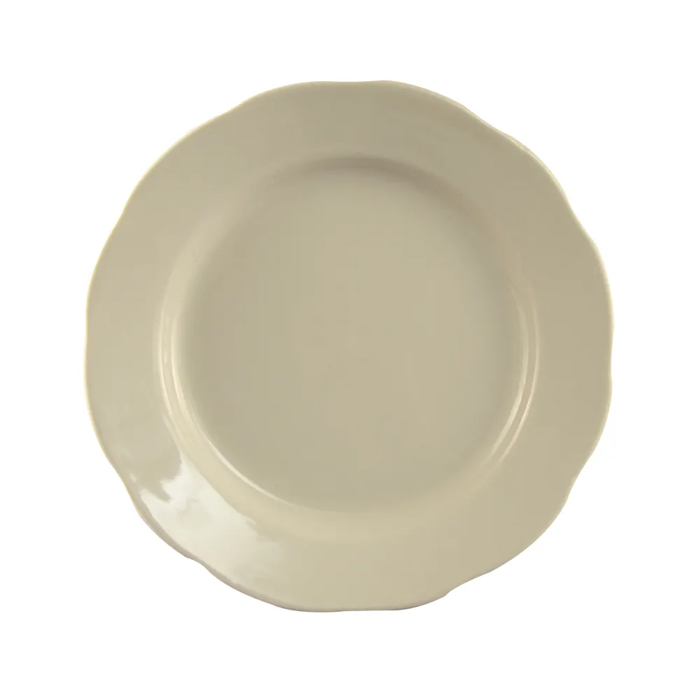 CACChina SC-7 Seville Plate, 7-3/8" Dia. x 1" H, Scallop Edge, Ceramic, White - Dozen