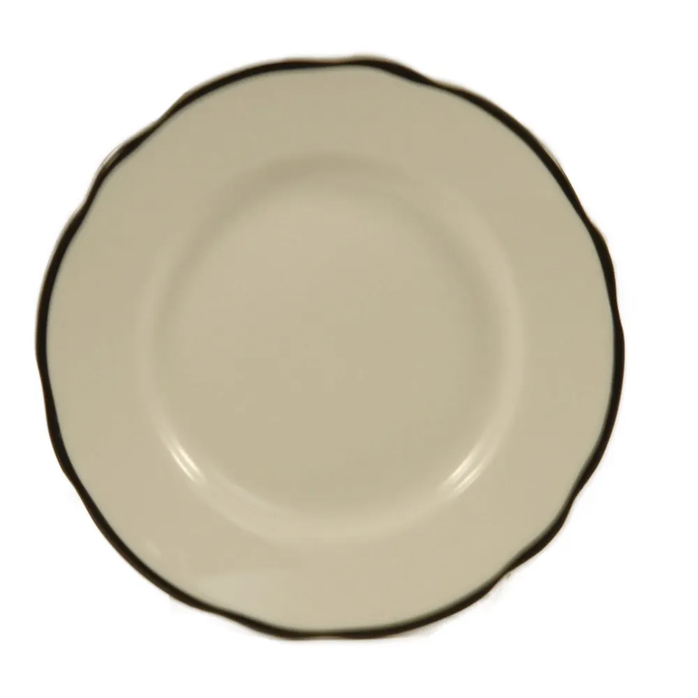 CAC China SC-8B Seville Plate – 9" Dia. x 1-1/8" H, Scallop Edge, Dishwasher, Black/White – 1 Dozen