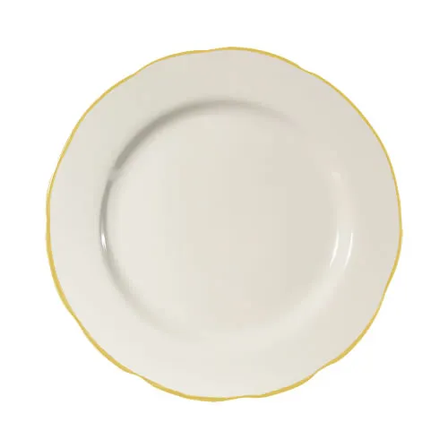 CACChina SC-8G Seville Plate, 9" Dia. x 1-1/8" H, Round Scalloped Edge, Gold Band Ceramic, 1 Dozen