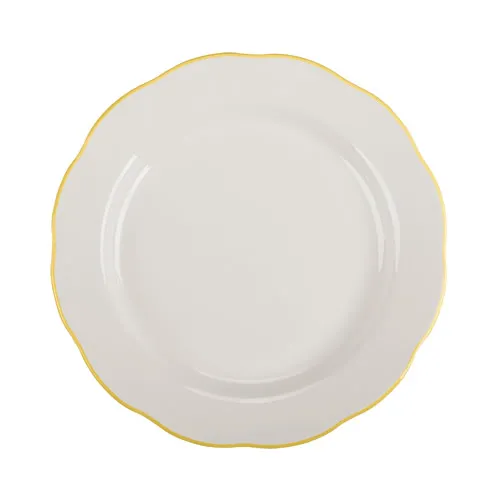 CAC China SC-9G Plate – 9-5/8" Dia. x 1-1/8" H, Round Scallop Edge, Gold Band Ceramic – 1 Dozen