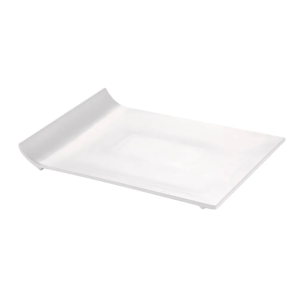 CACChina SF-P13 Sunrise Platter, 12" L x 9" W x 1-1/4" H Rectangular Porcelain Bone White - Dozen