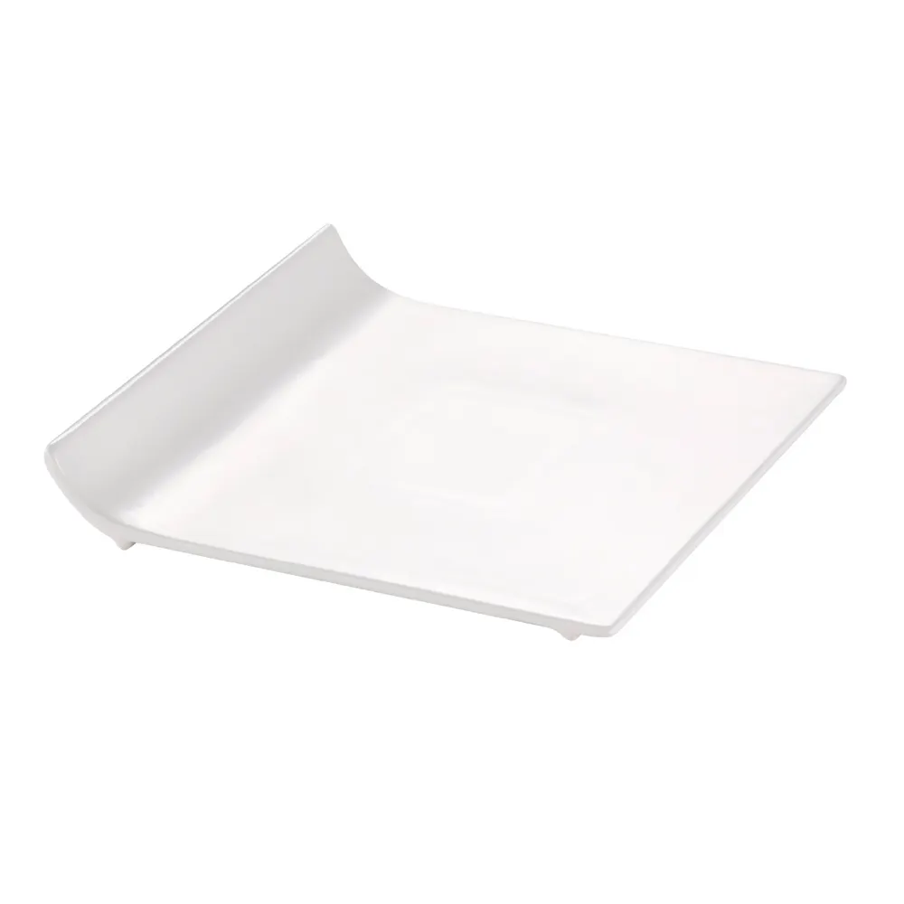 CACChina SF-P16 Sunrise Plate, 10" x 10" Square Flat Porcelain, Bone White - Dozen