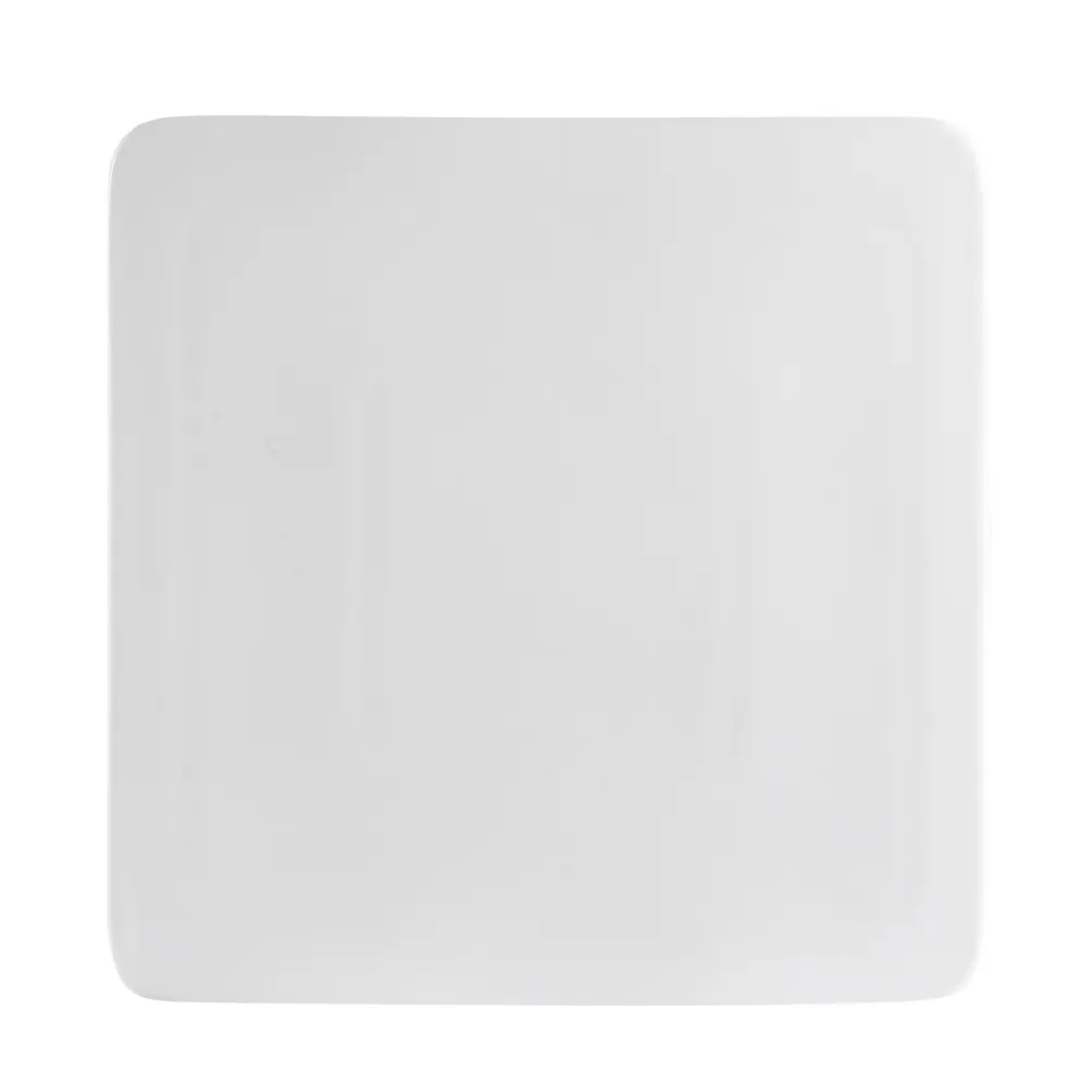 CAC China SF-SQ10 - Square 10" x 10" x 3/4" Flat Edge Porcelain Bone White Dishwasher Safe - Dozen