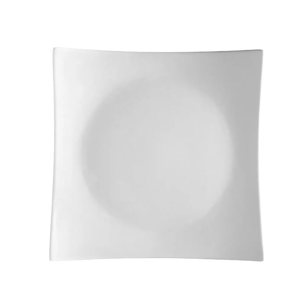 CAC China SHA-21 Sushia Plate, 12" L x 12" W x 2-1/4" H, Square Porcelain, White, Safe - Dozen