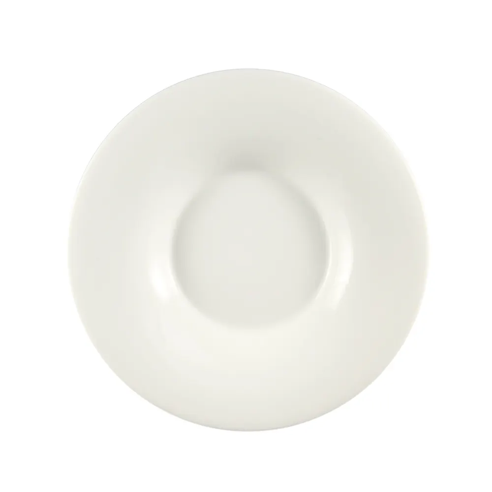 CAC China SHA-F120 Sushia Plate, 12-1/4" Dia x 1-5/8" H, Wide Rim, White Porcelain - Dozen