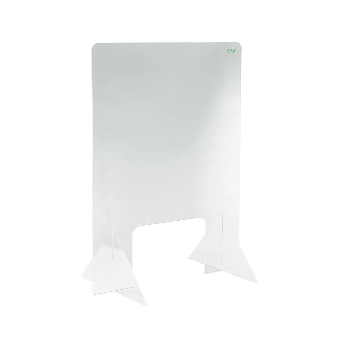 CAC China SHLD-2432 Self-Standing Shield, 24"W x 32"H Clear Acrylic with Cut-Out Window, BPA Free, Set