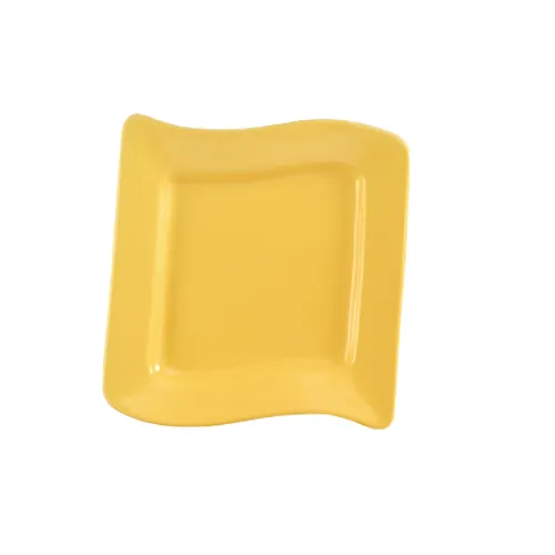 CAC China SOH-8-Y Soho Plate, 8-1/2" x 8-1/2" x 1", Wavy, Yellow Ceramic, Dishwasher Safe - Dozen