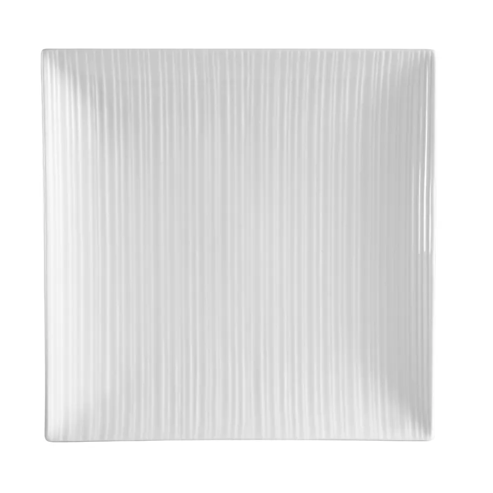 CACChina SUS-SQ5 Sushi Signature Plate, 5-7/8" × 5-7/8" × 1/2", Porcelain, White, Embossed – 1 Dozen