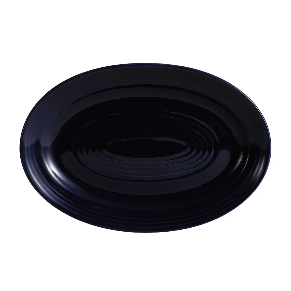 CAC China TG-13-CBU Tango Platter, 11-3/4" x 8" x 1-1/4", Embossed, Porcelain, Cobalt Blue - Dozen