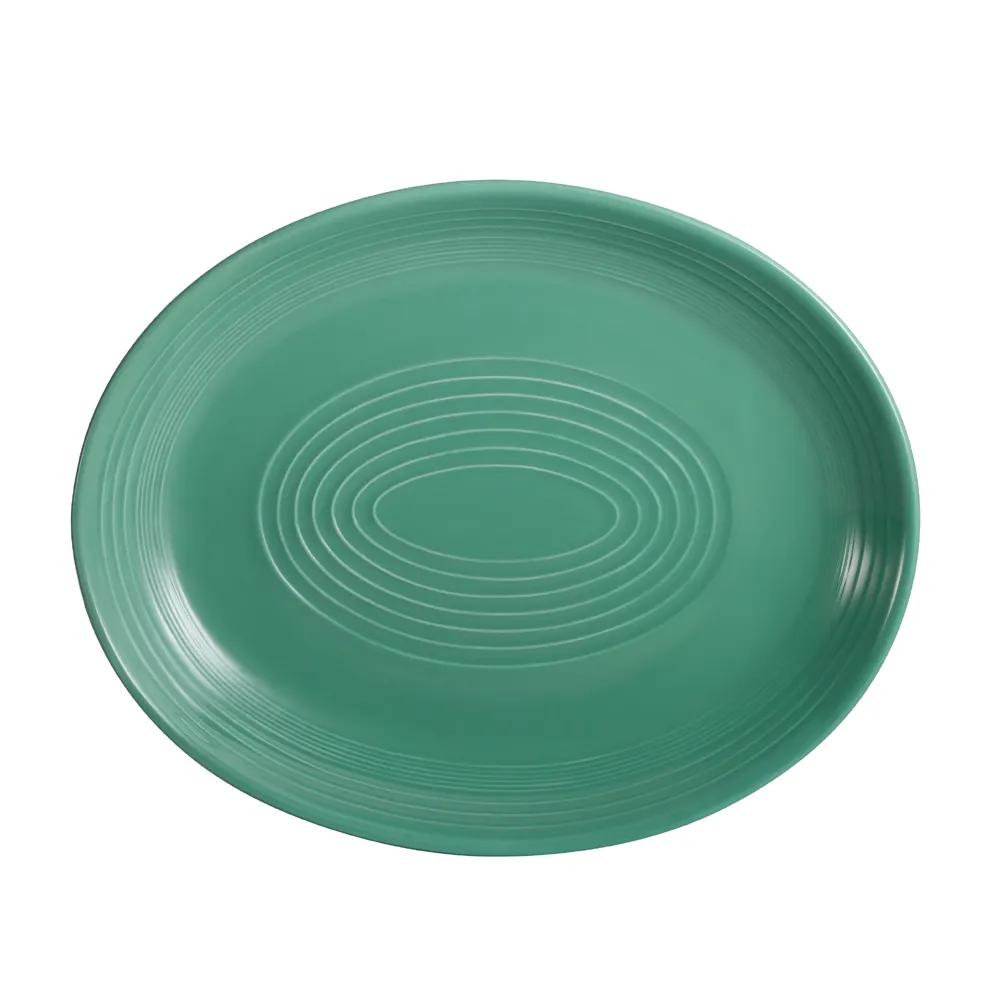 CACChina TG-13C-G Tango Platter, 11½" L x 9¼" W x 1½" H Oval Green Porcelain, Safe - Dozen
