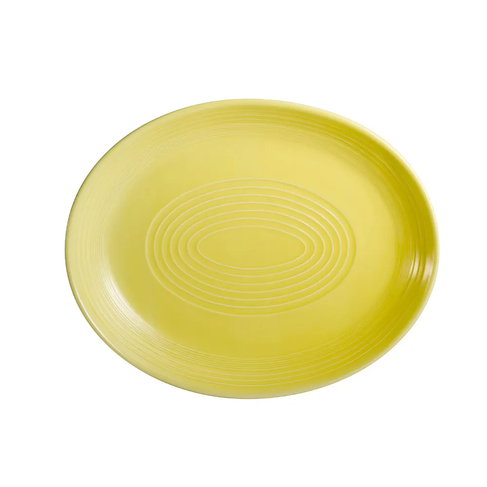 CAC China TG-14C-SFL Platter, 12-3/4" x 10-1/4" x 1-1/2", Sunflower Porcelain, Safe - Dozen