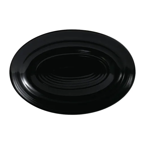 CAC China TG-34-BLK Tango Platter – 9-5/8" L x 6-1/2" W, Oval Porcelain, Black Embossed Rim –1 Dozen