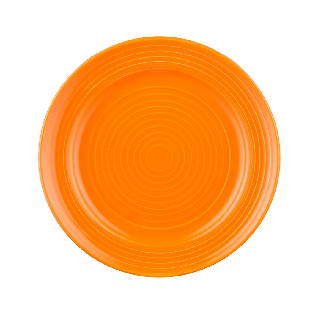 CAC China TG-6-TNG Tango Plate – 6-1/2" x 7/8" Round, Embossed Rim, Porcelain, Tangerine – 1 Dozen