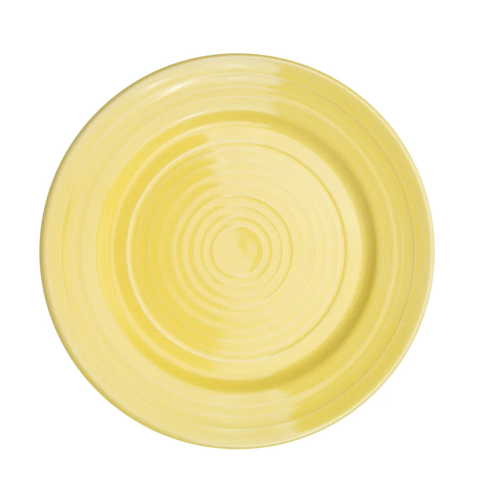 CAC China TG-8-SFL Tango Plate, 9" Dia. 1-1/8" H, Round, Porcelain, Sunflower, Dishwasher Safe - Dozen