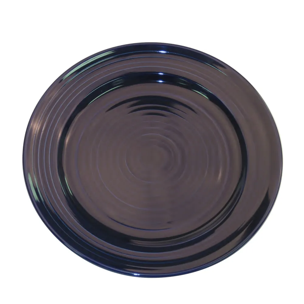 CAC China TG-9-CBU Cobalt Blue Porcelain Round Plate 9-7/8" Dia. 1-1/4" H, Embossed Rim - Dozen