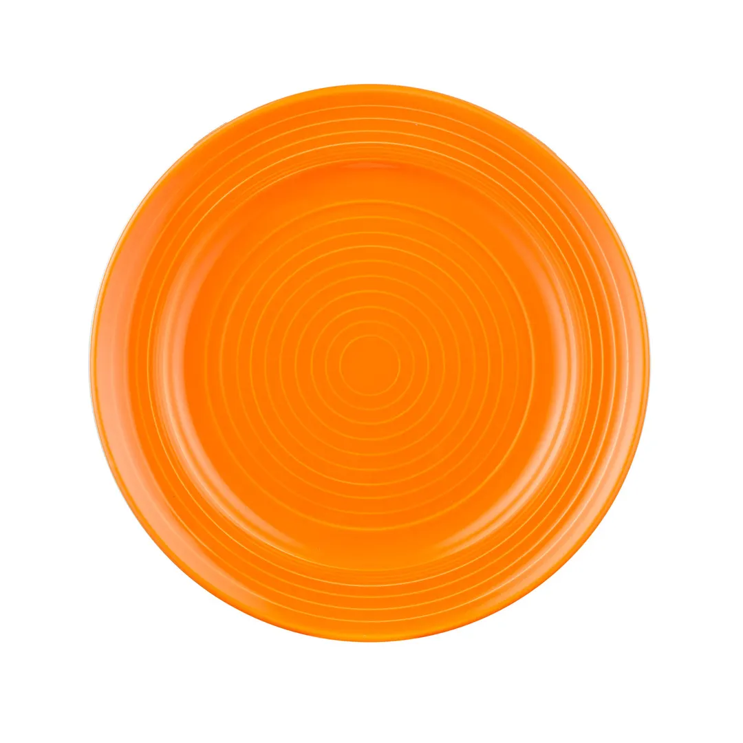 CACChina TG-9-TNG Tango Plate – 9-7/8" Dia × 1-1/4" H, Embossed Rim, Tangerine Porcelain – 1 Dozen