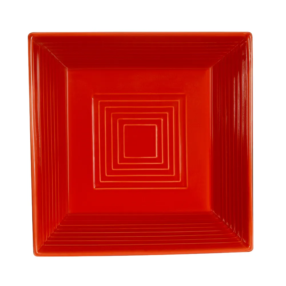 CAC China TG-B6-R Tango Bowl, 15 Oz, 6" x 6" x 1.5", Square, Embossed, Porcelain, Red - Dozen