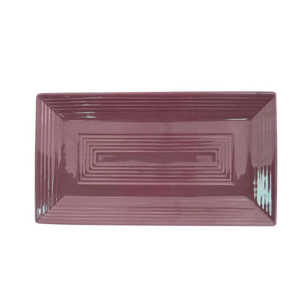 CAC China TG-RT13-PLM Platter, 11-5/8"L x 6-3/8"W x 1"H, Rectangular Rim, Porcelain, Plum - Dozen