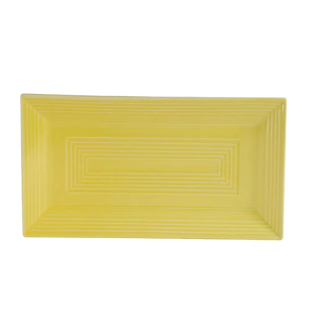 CACChina TG-RT13-SFL Tango Platter 11-5/8" L x 6-3/8" W x 1" H Rect Porcelain Sunflower - Dozen