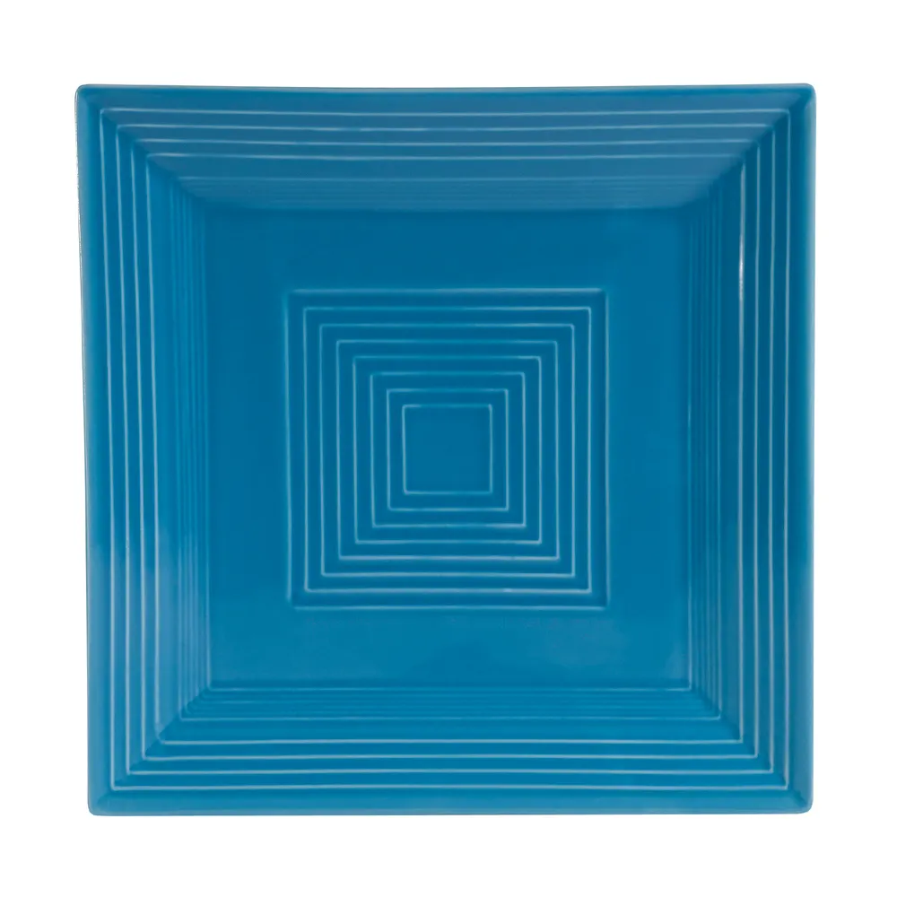 CAC China TG-SQ16-PCK Tango Plate, 10" Square Peacock Porcelain, Embossed, Dishwasher Safe - Dozen