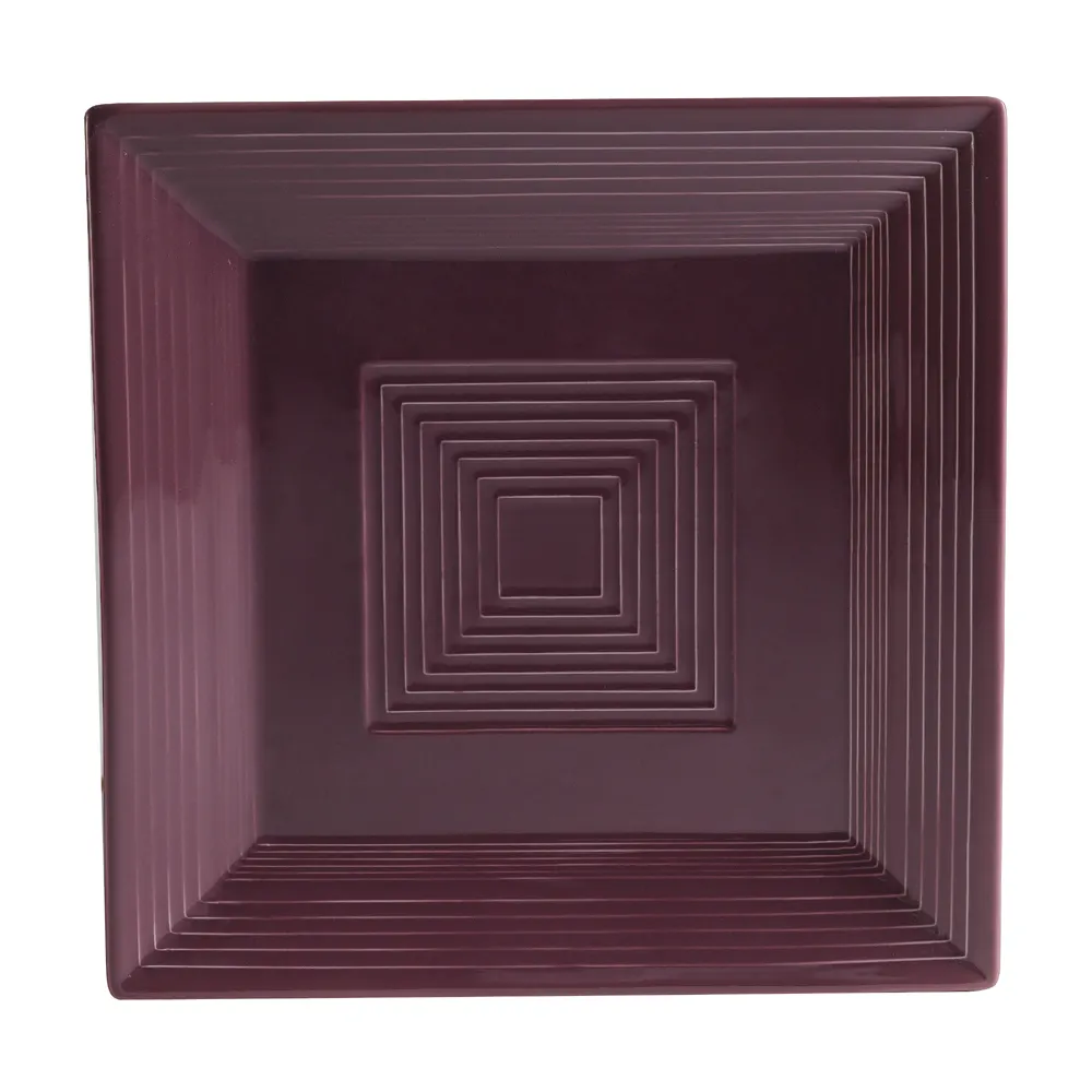 CAC China TG-SQ16-PLM - Square Porcelain Plate, 10" x 10" x 1" Plum, Embossed Rim - Dozen