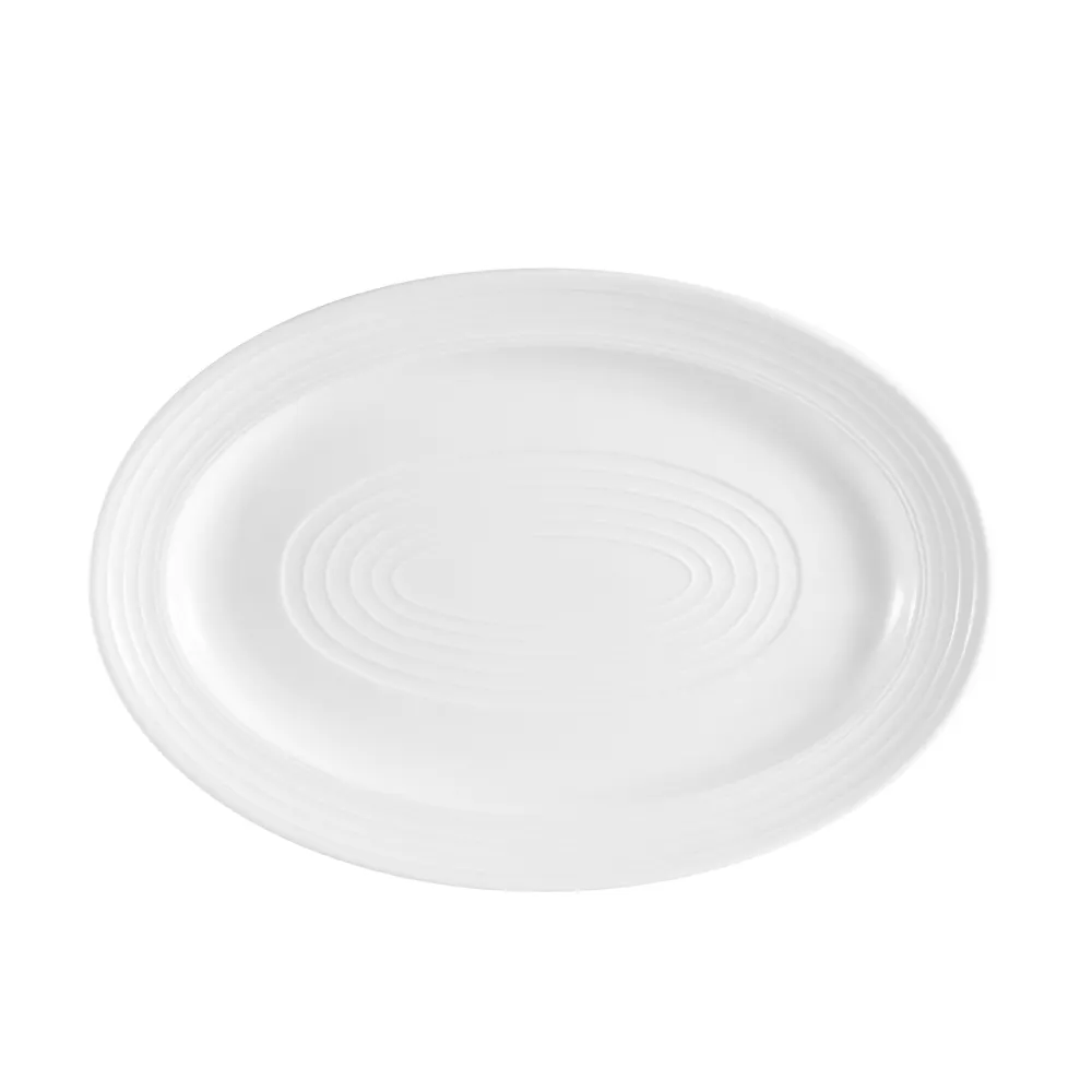 CACChina TGO-14 Tango Platter, 13-5/8"L x 9-3/8"W x 1-1/2"H, Oval White Porcelain, Rim - Dozen