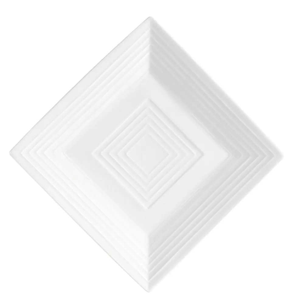 CACChina TGO-SQ16 Tango Plate – 10" L x 10" W x 1" H Square Embossed Porcelain Bone White - Dozen