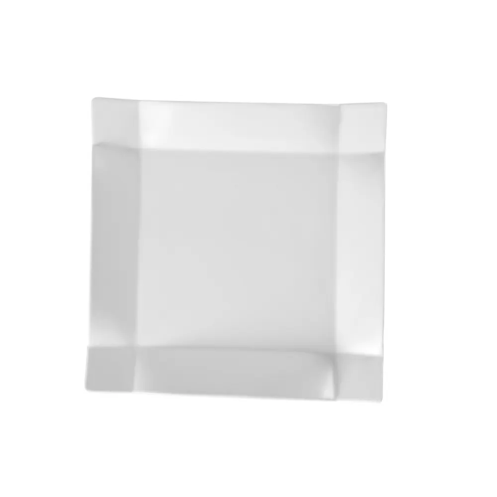 CAC China TMS-16 Square Plate, 10"Lx10"Wx1-3/8"H, Porcelain White, Dishwasher/Oven/MW Safe - Dozen