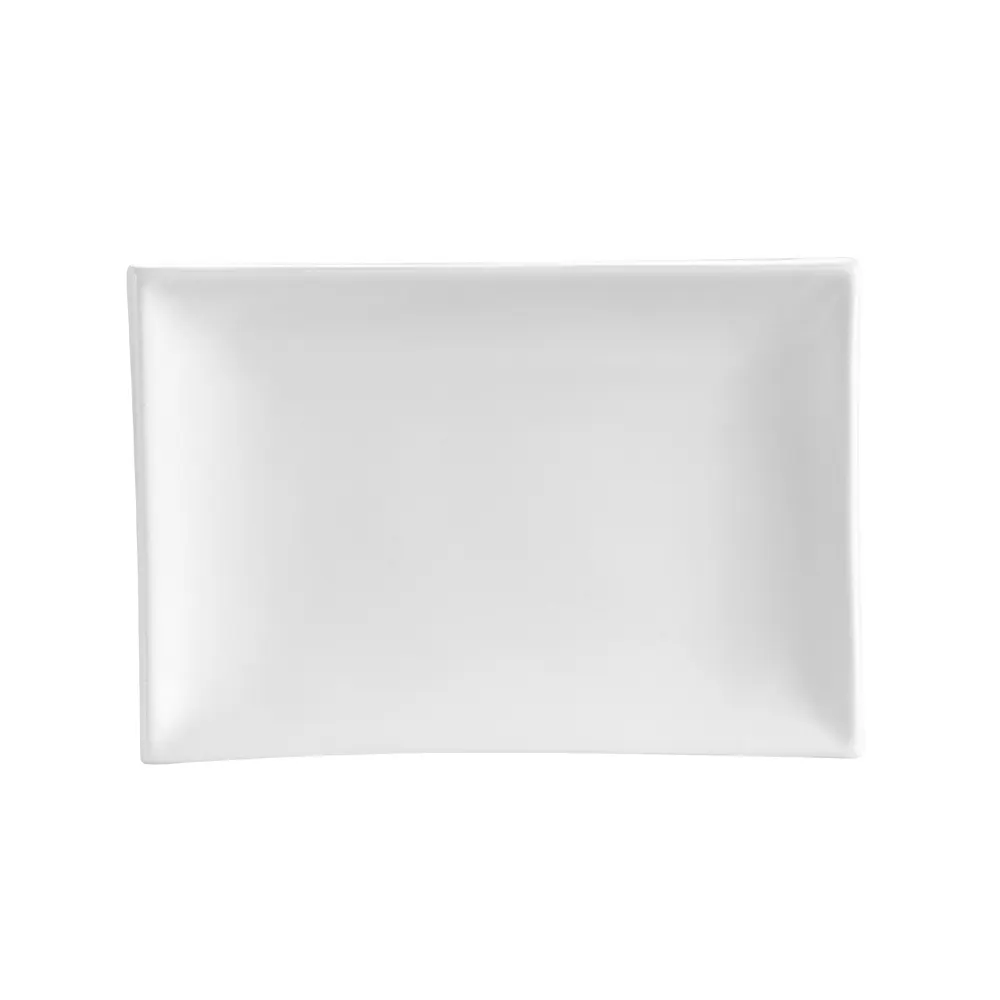 CAC China TOK-12 Tokyia Platter 8"L x 5-1/2"W x 1-1/4"H Rectangular Porcelain Bone White – 1 Dozen