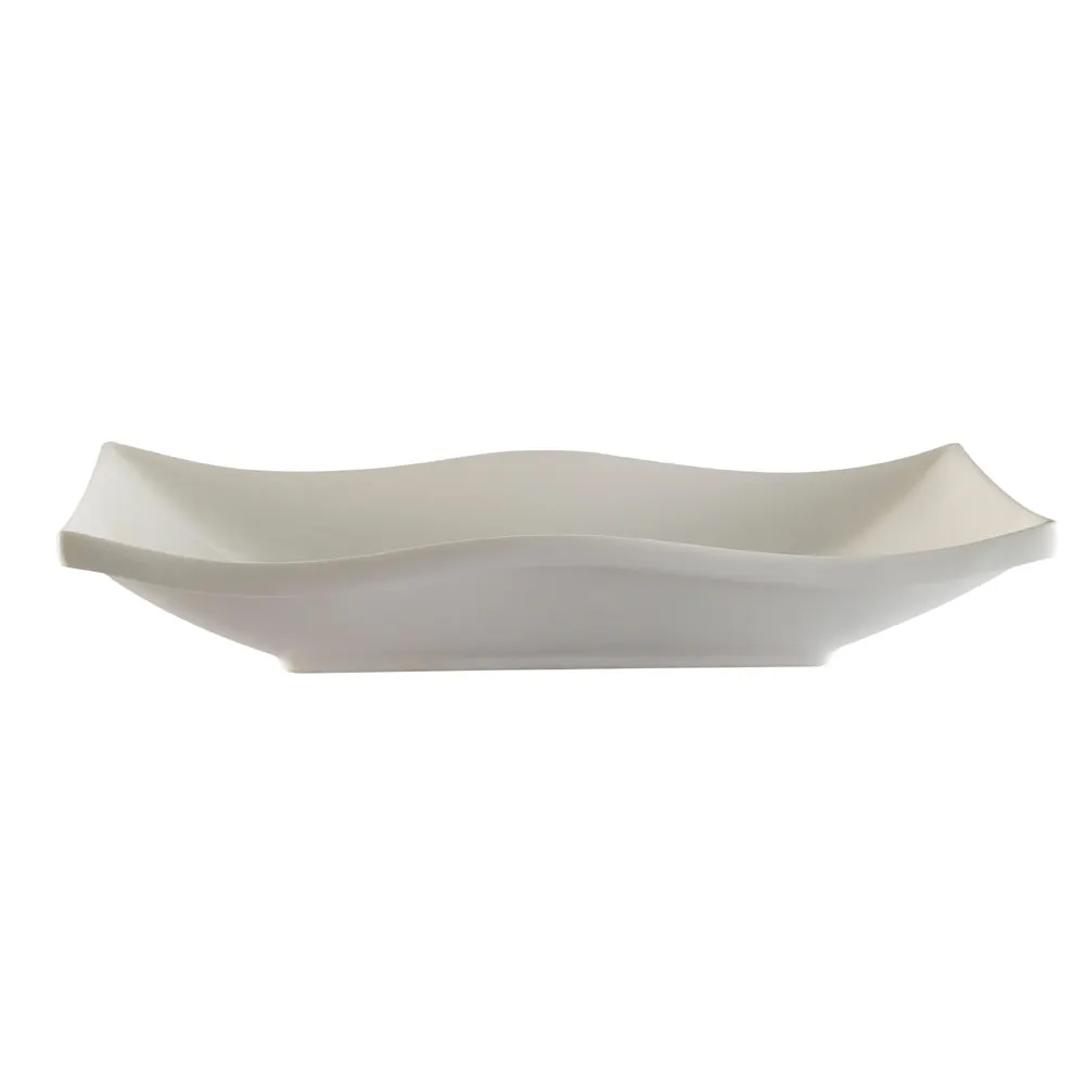 CAC China TOK-W22 16 Oz. 10"L x 4-3/4"W x 2"H Rectangular Porcelain Bone White Platter - Dozen