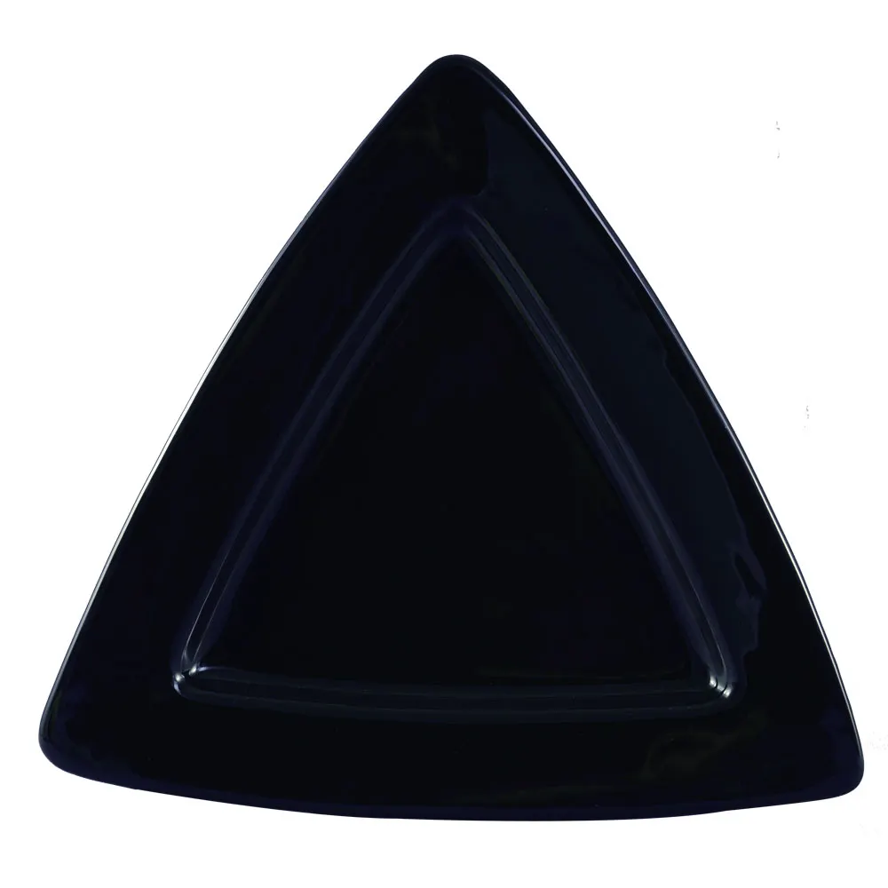 CAC China TRG-12-BLU Triangular Plate 11½" L x 11½" W x 1" H, Blue Ceramic, Dishwasher Safe - Dozen