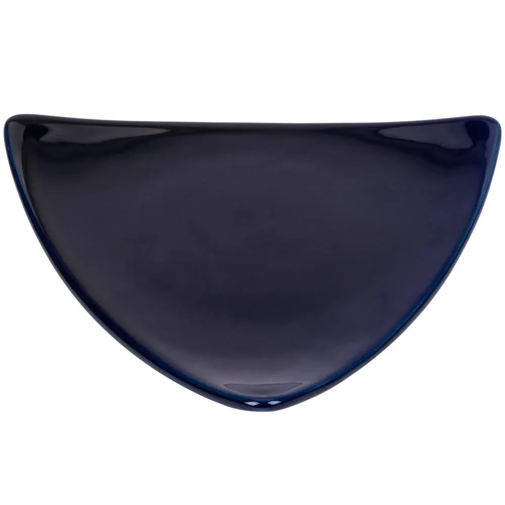 CAC China TRG-16-BLU Plate, 10-1/2" x 10-1/2" x 1-1/8", Triangular Blue Ceramic, Safe - Dozen