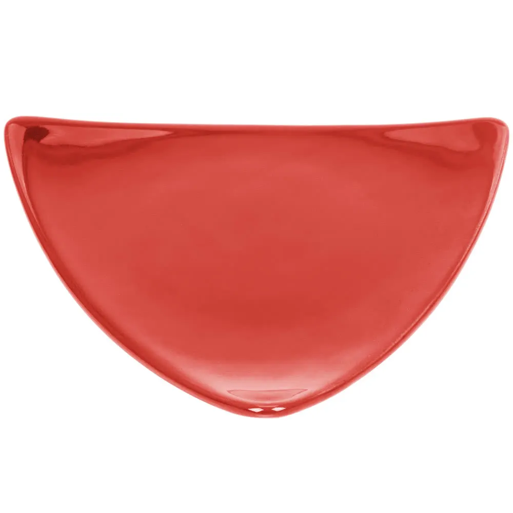 CAC China TRG-16-R Triangular Plate, 10-1/2" x 10-1/2" x 1-1/8", Red Ceramic, Safe - Dozen