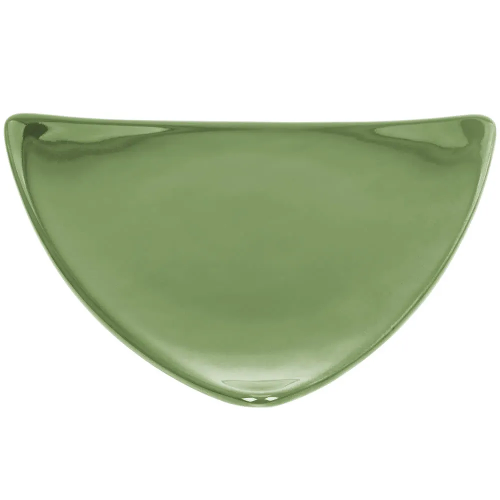CAC China TRG-21-G Festiware Plate, 11-1/2" x 11-1/2" x 1-1/4" Triangular Ceramic Green - Dozen