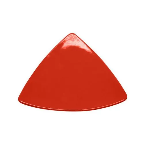 CAC China TRG-9-R Festiware Triangular Red Ceramic Flat Edge Plate 8-1/2" x 8-1/2" x 1" - Dozen