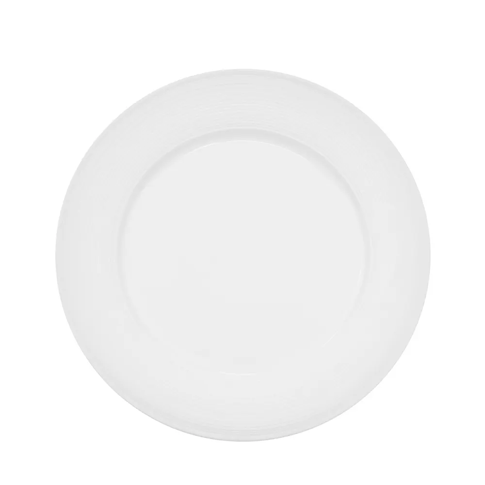 CACChina TST-7 Plate, 7-1/2" Dia. 3/4" H, Round, Embossed Rim, Porcelain, Super White - Dozen