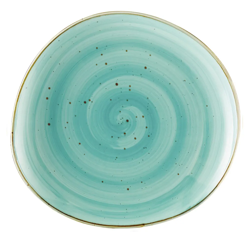 CAC China TUS-21-TQS Tucson Plate 12-1/4" x 11-1/2" Porcelain Turquoise Dishwasher Safe - Dozen