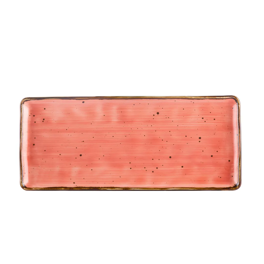 CAC China TUS-RT13-CRL Tucson Platter 12"x5-1/8"x1/2" Rect Porc Cor Glazed Curved DW/OV/MW  Dozen