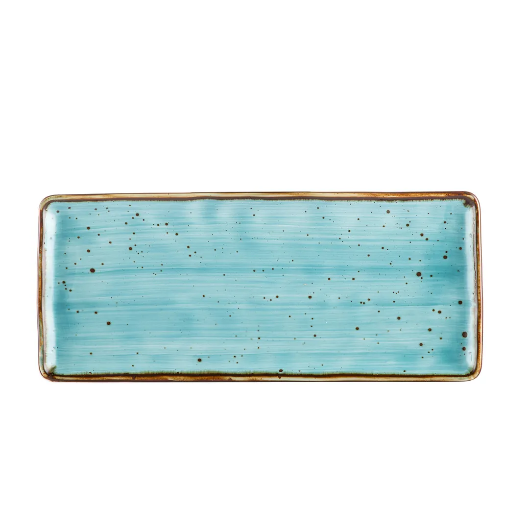 CAC China TUS-RT13-TQS Tucson Platter, 12" x 5-1/8" x 1/2", Rectangular Turquoise Porcelain-  Dozen