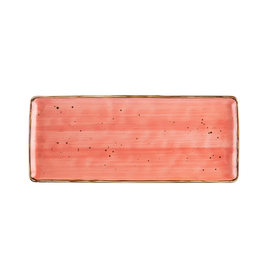 CAC China TUS-RT41-CRL Platter, 14" x 6" x 1/2" H, Porcelain Coral, Rectangular Edge - Dozen