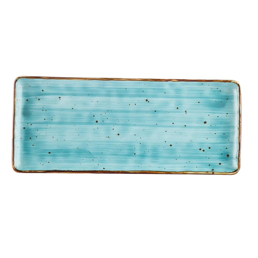 CACChina TUS-RT61-TQS Tucson Platter, 16"L x 6-3/4"W x 5/8"H Rect Turquoise Porcelain Edge - Dozen