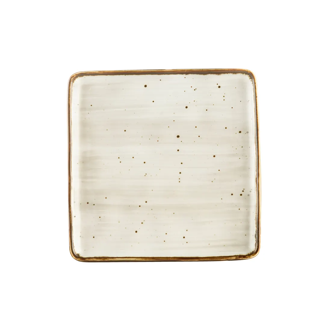 CACChina TUS-SQ6-BGE - Desert Beige 6"x6" Porcelain Plate, Oven Microwave Dishwasher Safe - Dozen