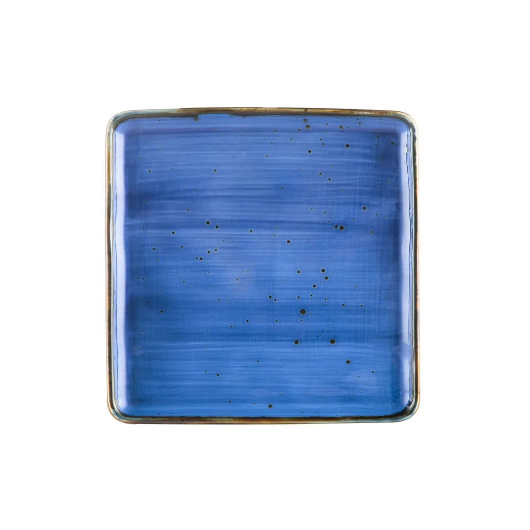 CACChina TUS-SQ6-BLU Tucson Plate, 6"x6"x3/8", Porcelain Glaze, Blue, Dishwasher Safe - Dozen