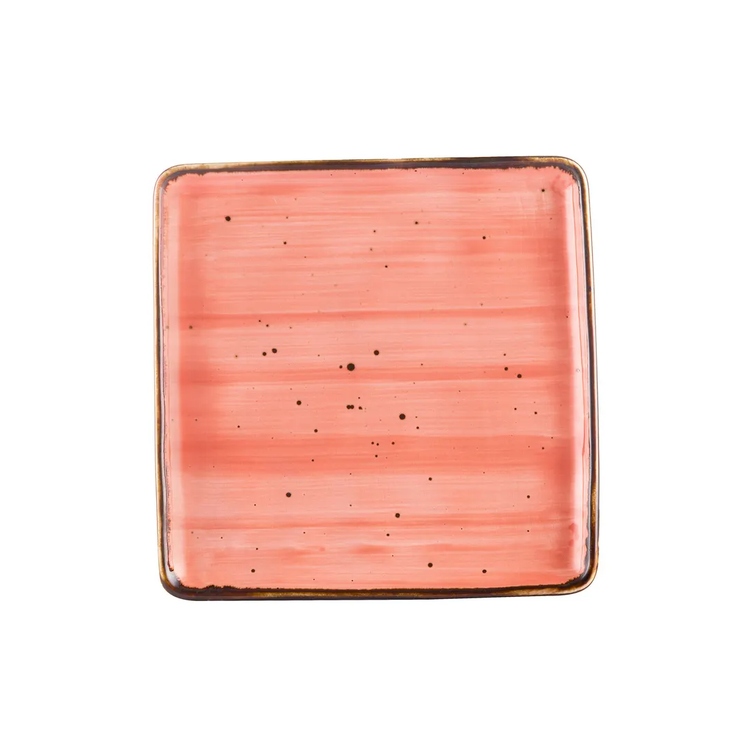 CAC China TUS-SQ6-CRL – 6"x6"x3/8" Porcelain, Coral Glaze, Dishwasher/Oven/Microwave – 1 Dozen