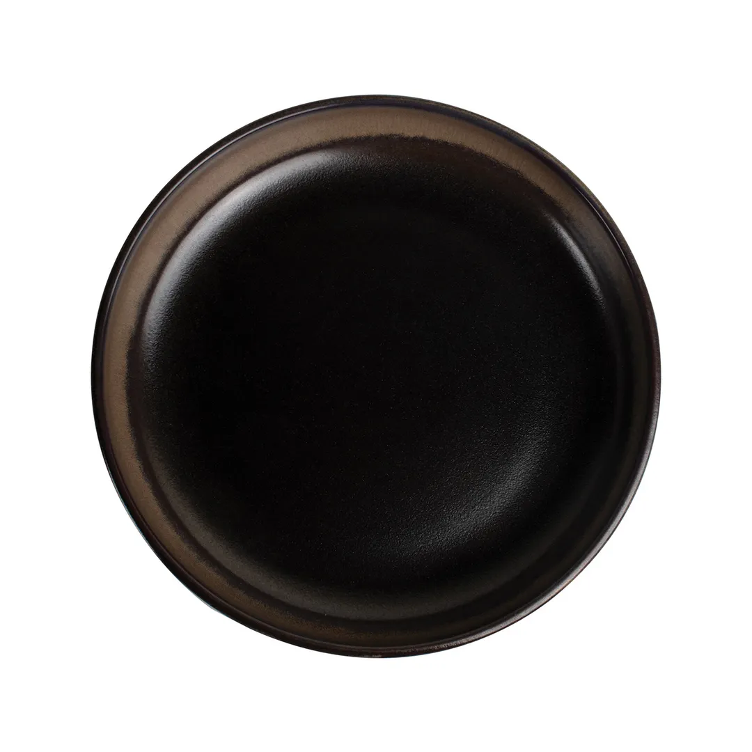 CACChina VEN-C16 Venus Coupe Plate, 10.25" Round China, Midnight Black/Desert Beige - Dozen