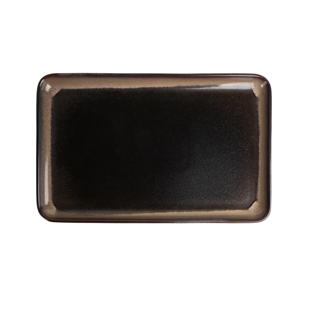 CACChina VEN-RT12 Venus Platter, 10" Rectangular, Midnight Black/Desert Beige - Dozen